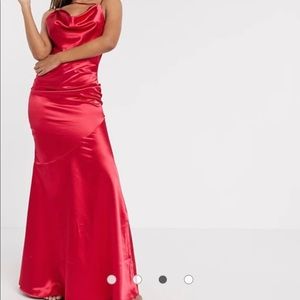 Cowl neck Maxi Satin dress